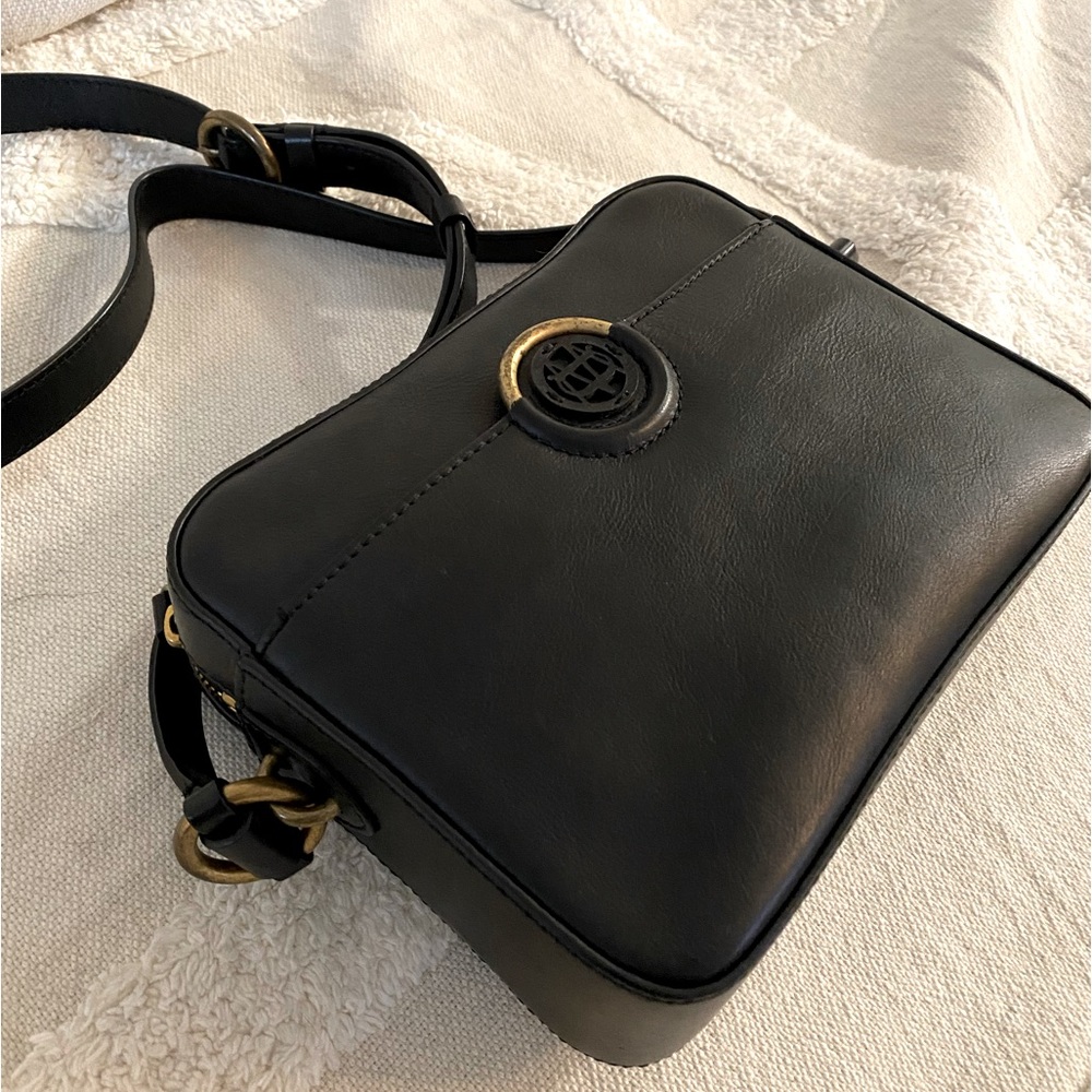 Massimo Dutti Black Leather Crossbody Bag